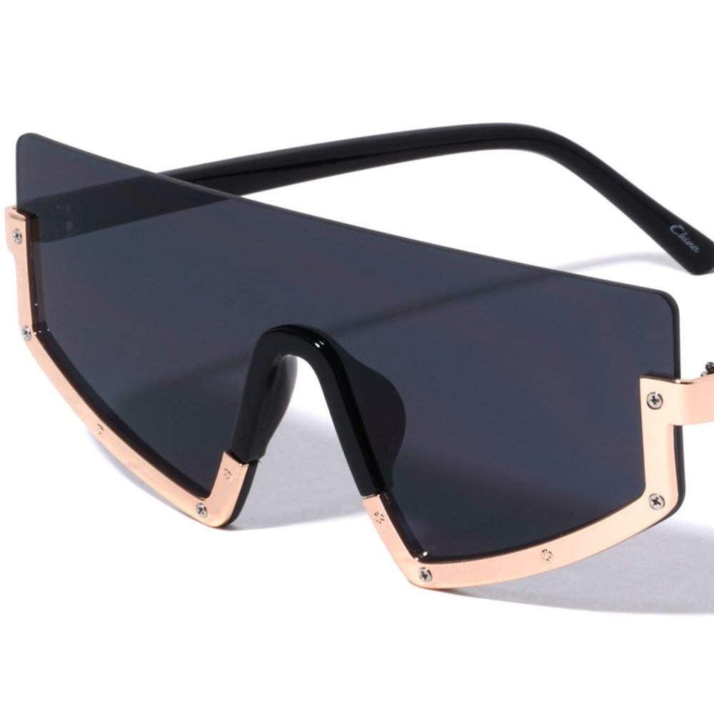 Flat Top Semi-Rimless Shield Sunglasses